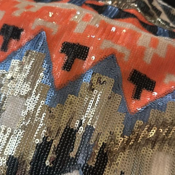 Sabine Sequins Mini A Mine Skirt Size Smalll colors Orange/Gray/Gold - Picture 4 of 5